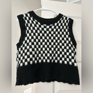 Classic Black and White Checkered Women's Sweater Vest